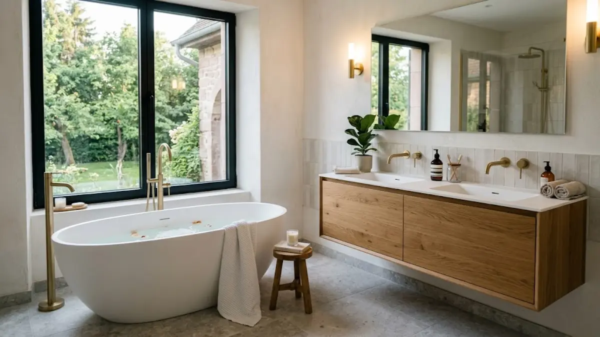 Baignoire ilot et double vasque - Ribeauvillé